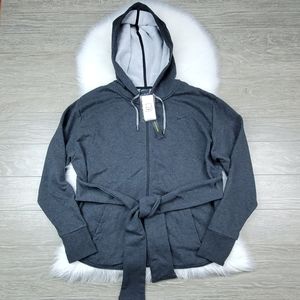 NWT Nike Grey Zip Up Hoodie Sweatshirt Tie Waist